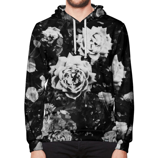Dark White Rose Black Roses Pullover Hoodie VIBE WILD Vibe Wild