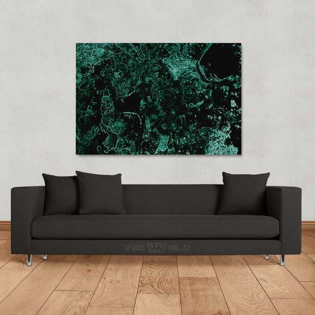 Black Green Abstract Canvas Wall Art Decor