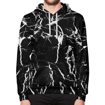Vibe Wild Black Marble Pullover Hoodie Front