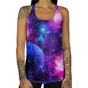 Cotton Candy Galaxy Racerback Tank front body