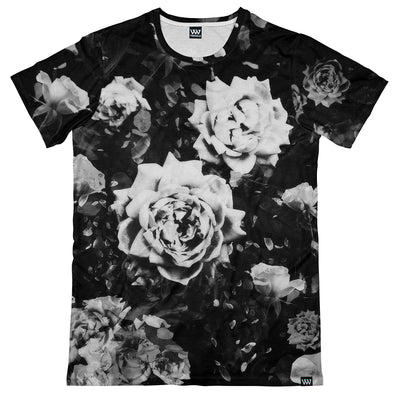 Dark White Rose Men's Tee Black Roses Shirt Front