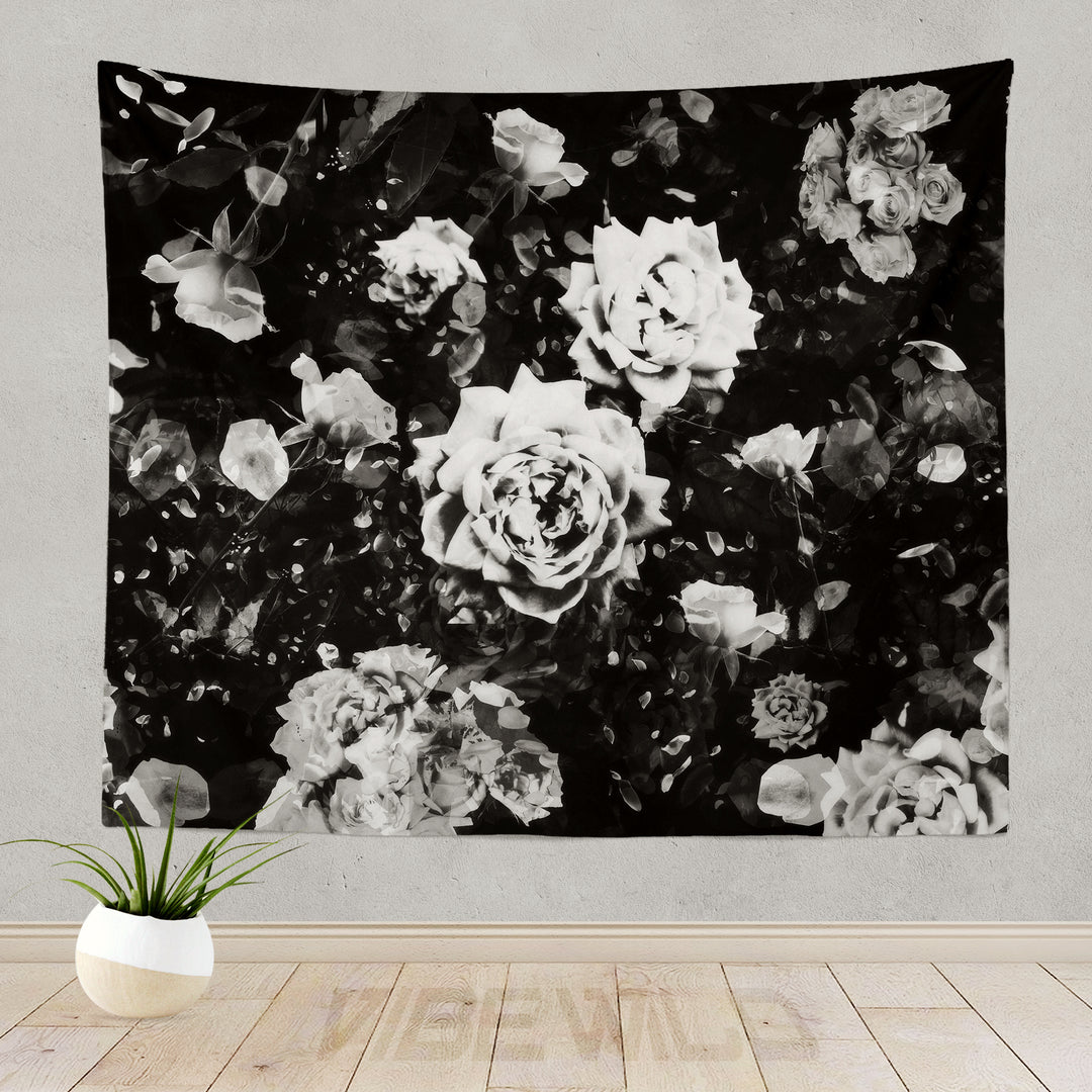 Dark White Rose Black Roses Tapestry Wall Art Decor VIBE WILD Vibe Wild