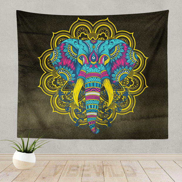 Elephant Mandala Tapestry Wall Art Decor