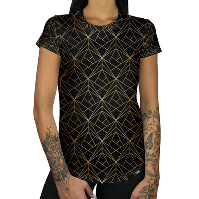 Gold Lux Women's Tee Gold and Black Shirt Front