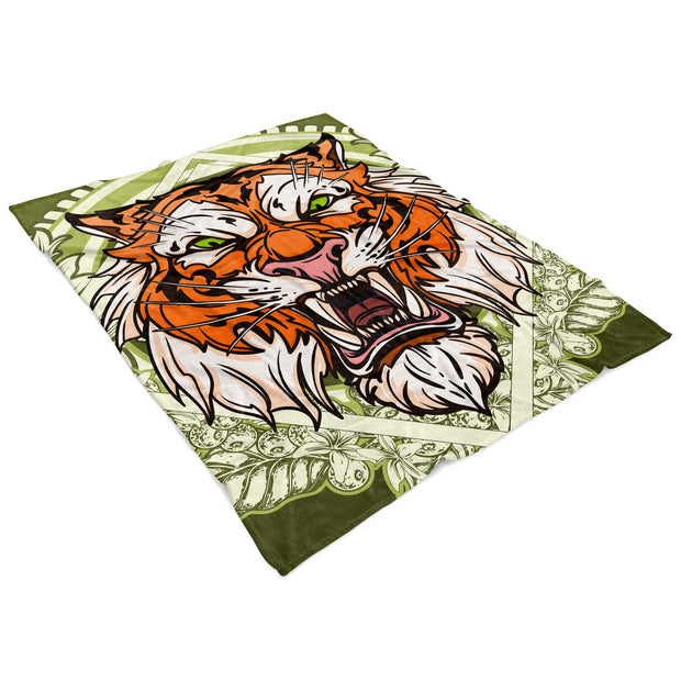 Vibe Wild Heroic Tiger Fleece Blanket 60x80 Angled