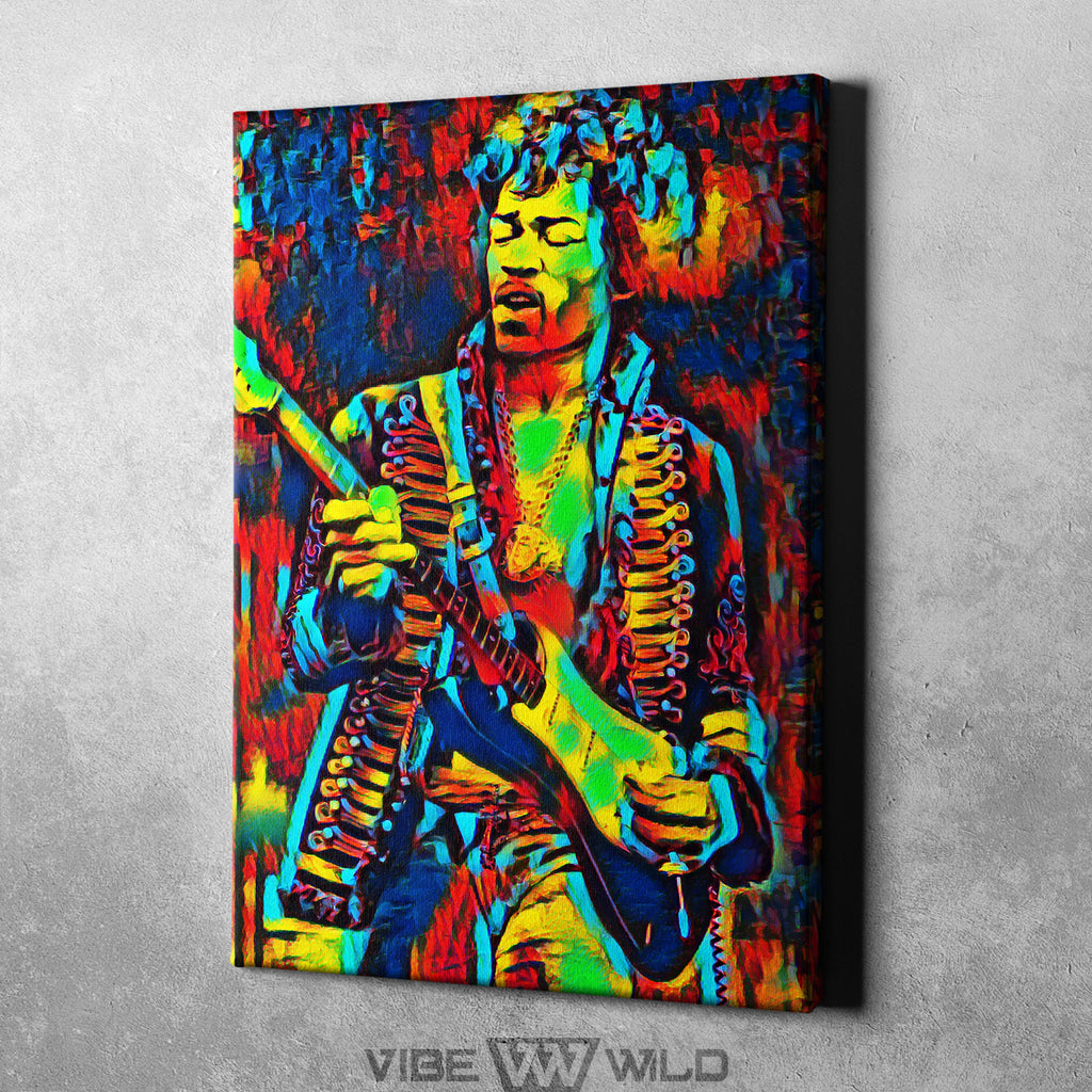 Jimi Hendrix Canvas Art - Abstract Colors