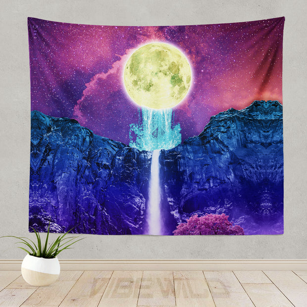 Liquid Moonlight Moon Waterfall Tapestry Wall Art Decor