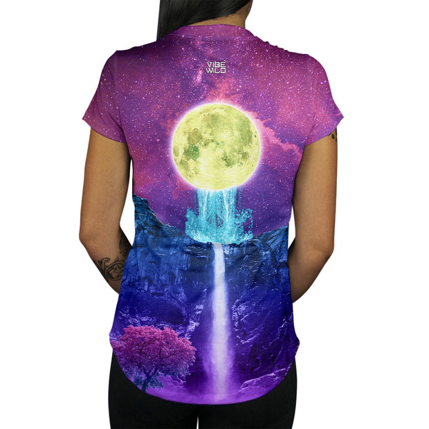 Liquid Moonlight Women's Tee Moon Waterfall Shirt Back