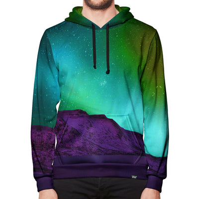 Minty Northern Lights Pullover Hoodie Front