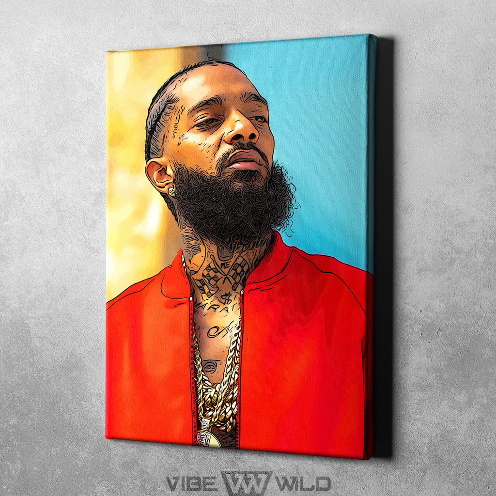 Canvas of Nipsey Hussle with blue - BestCanvas - Photography,  Entertainment, Music, R&B - ArtPal