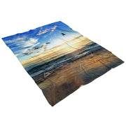 Ocean Beach Birds Fleece Blanket