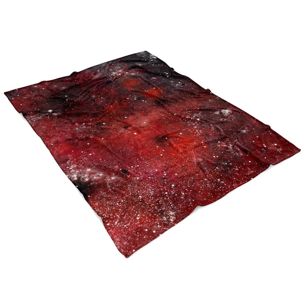 Red Galaxy Craters Fleece Blanket 60x80 Angled