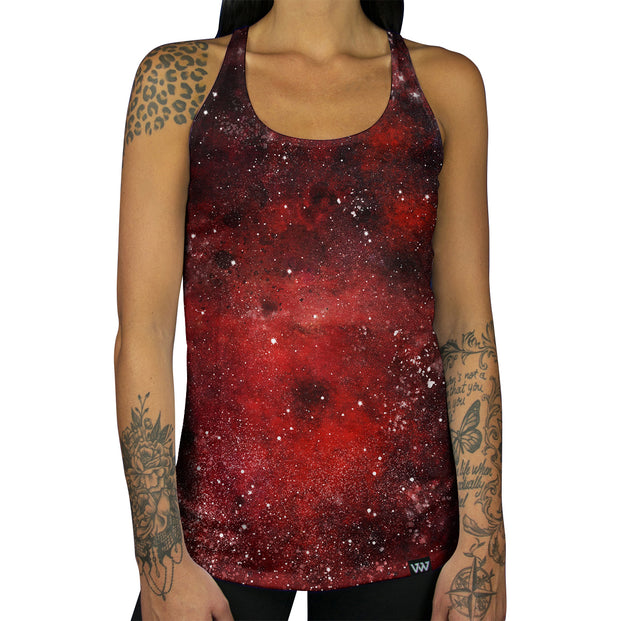 Red Galaxy Craters Racerback Tank front