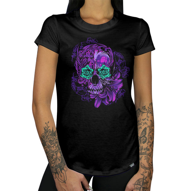 Rose Eyed Skull Womens Shirt