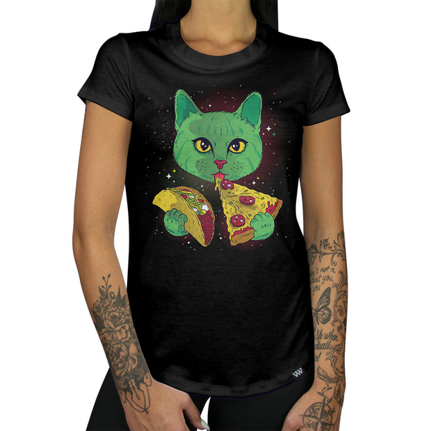 Taco Pizza Cat Womens Shirt