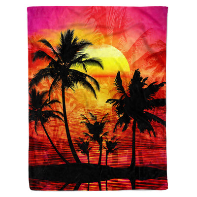 Tropical Punch Sunset Fleece Blanket 60x80