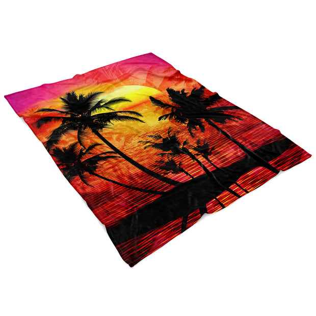Tropical Punch Sunset Fleece Blanket 60x80 Angled Vibe Wild